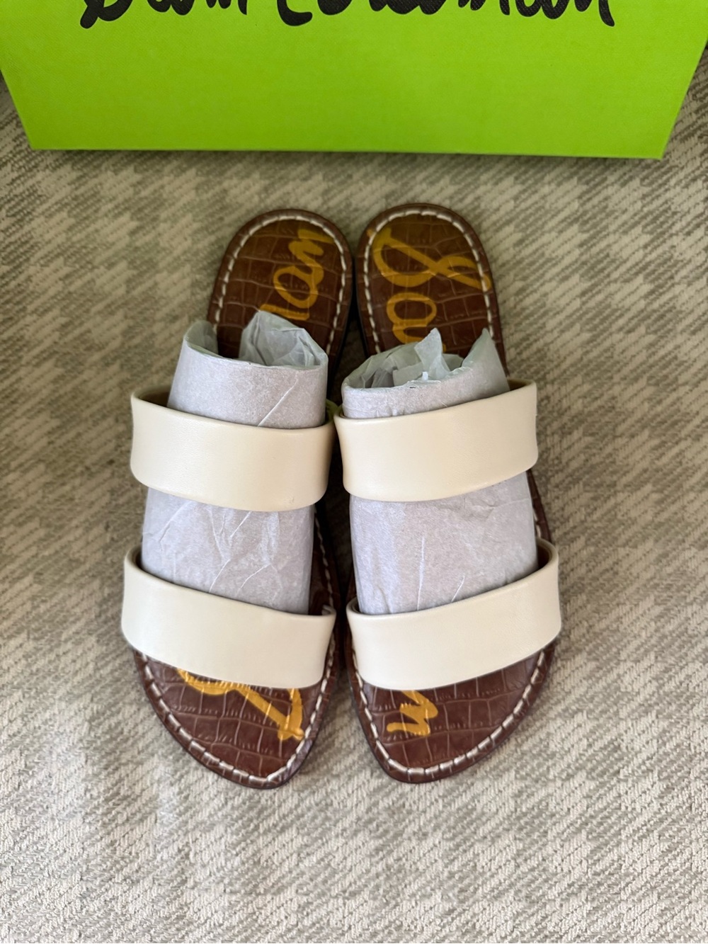 Sam Edelman Ivory Double-Band Slide Sandals - Picture 2 of 5
